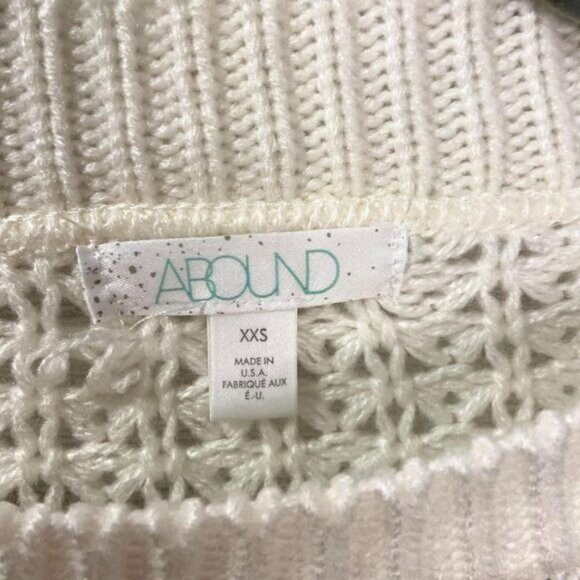 Abound Open Knit Crew neck‎ Pullover Sweater Ivory White XXS NWT - Picture 7 of 10